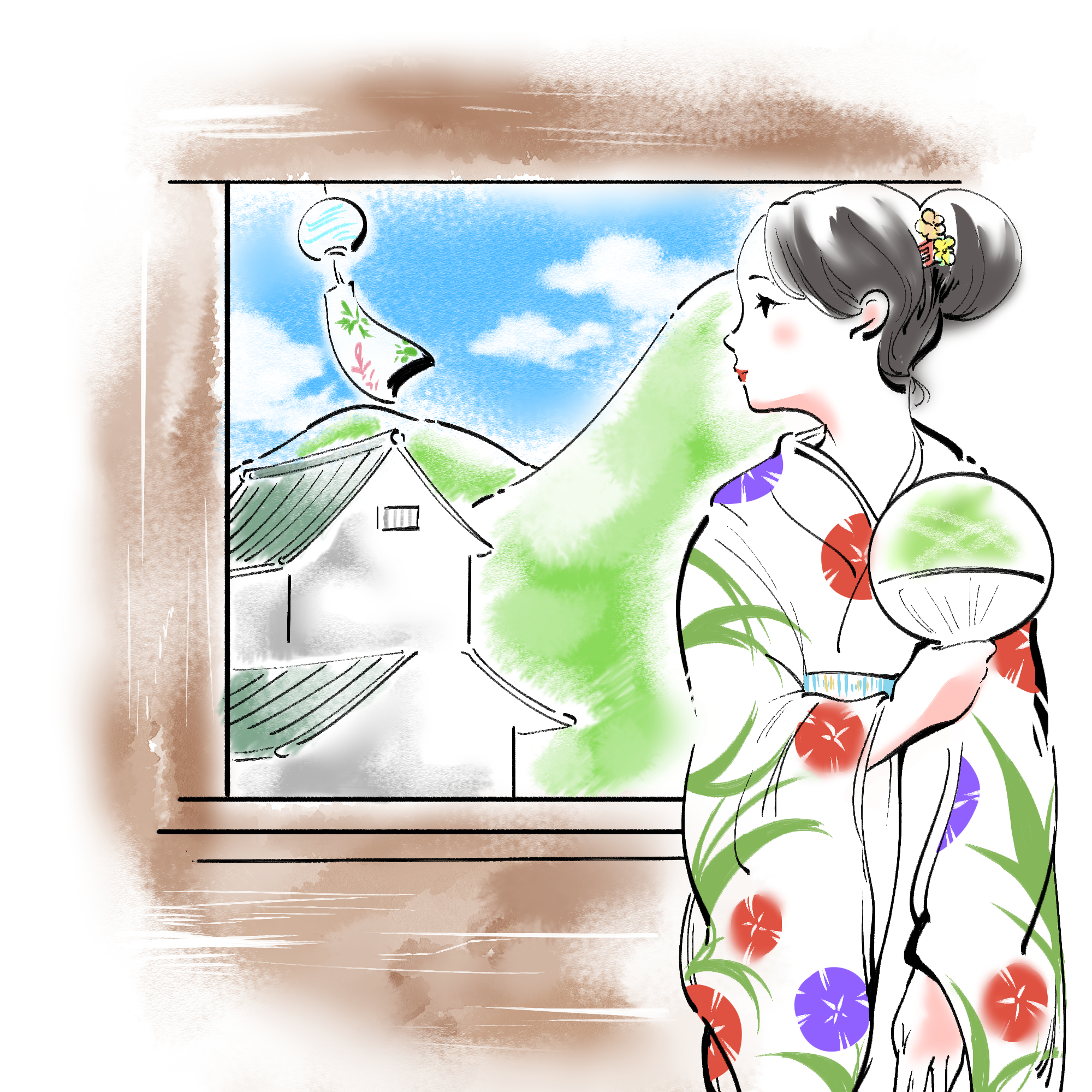 京都をテーマにしたイラスト Illustrator 高槻むい